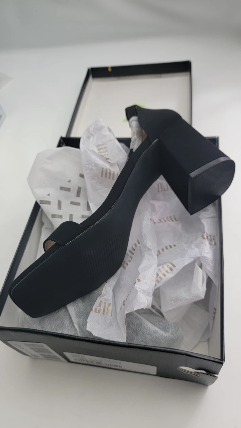 Chunky Block Heel Sandals Size 8.5 | Black Nubuck | Square Toe - photo 4