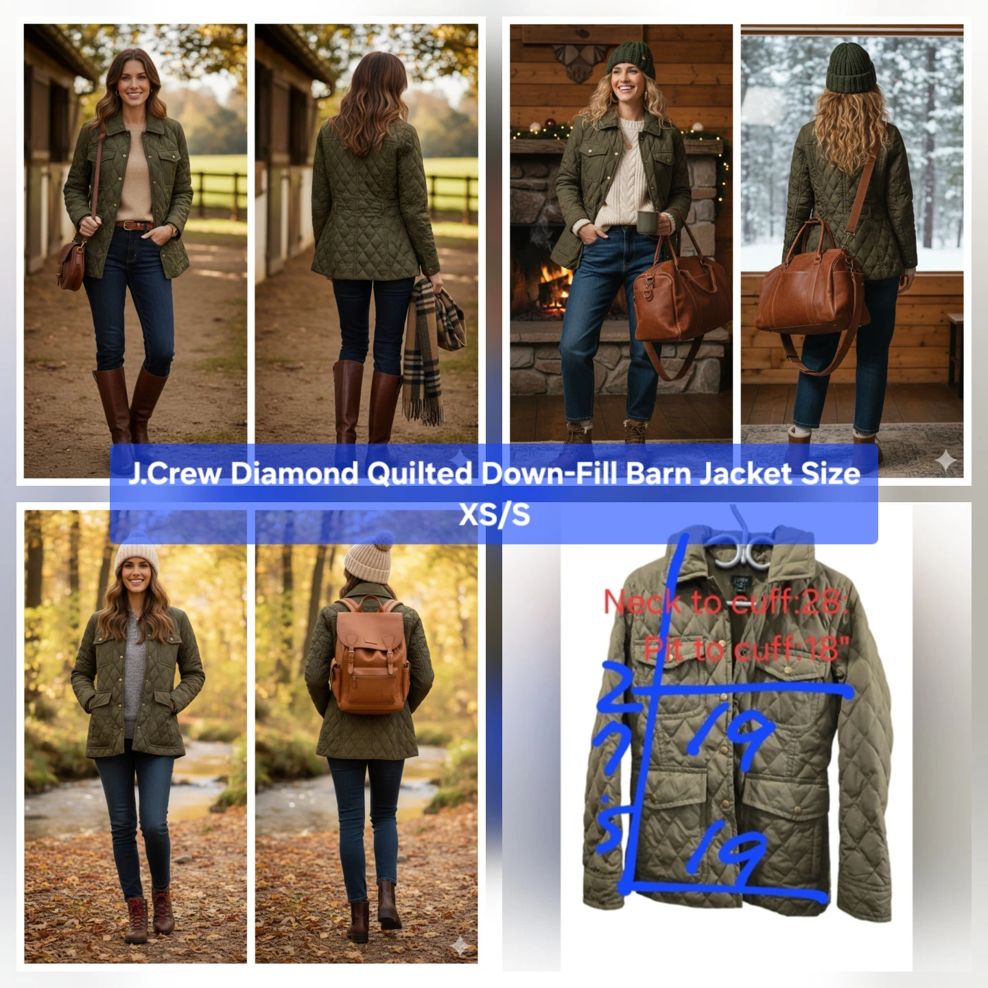 J.Crew Diamond Quilted Down-Fill Barn Jacket Size XS/S