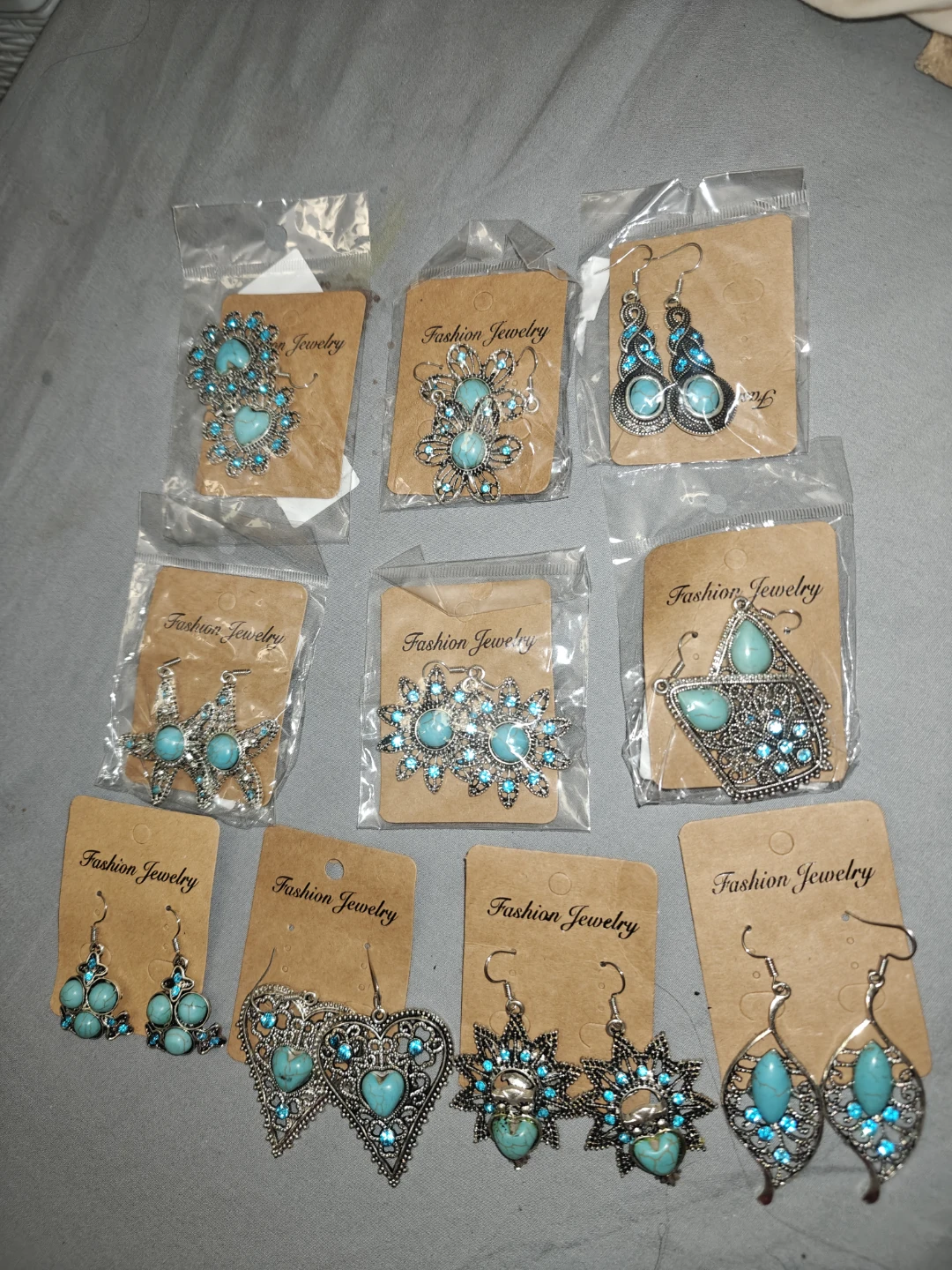 Assorted Fashion Jewelry Set - Turquoise & Silver Tone