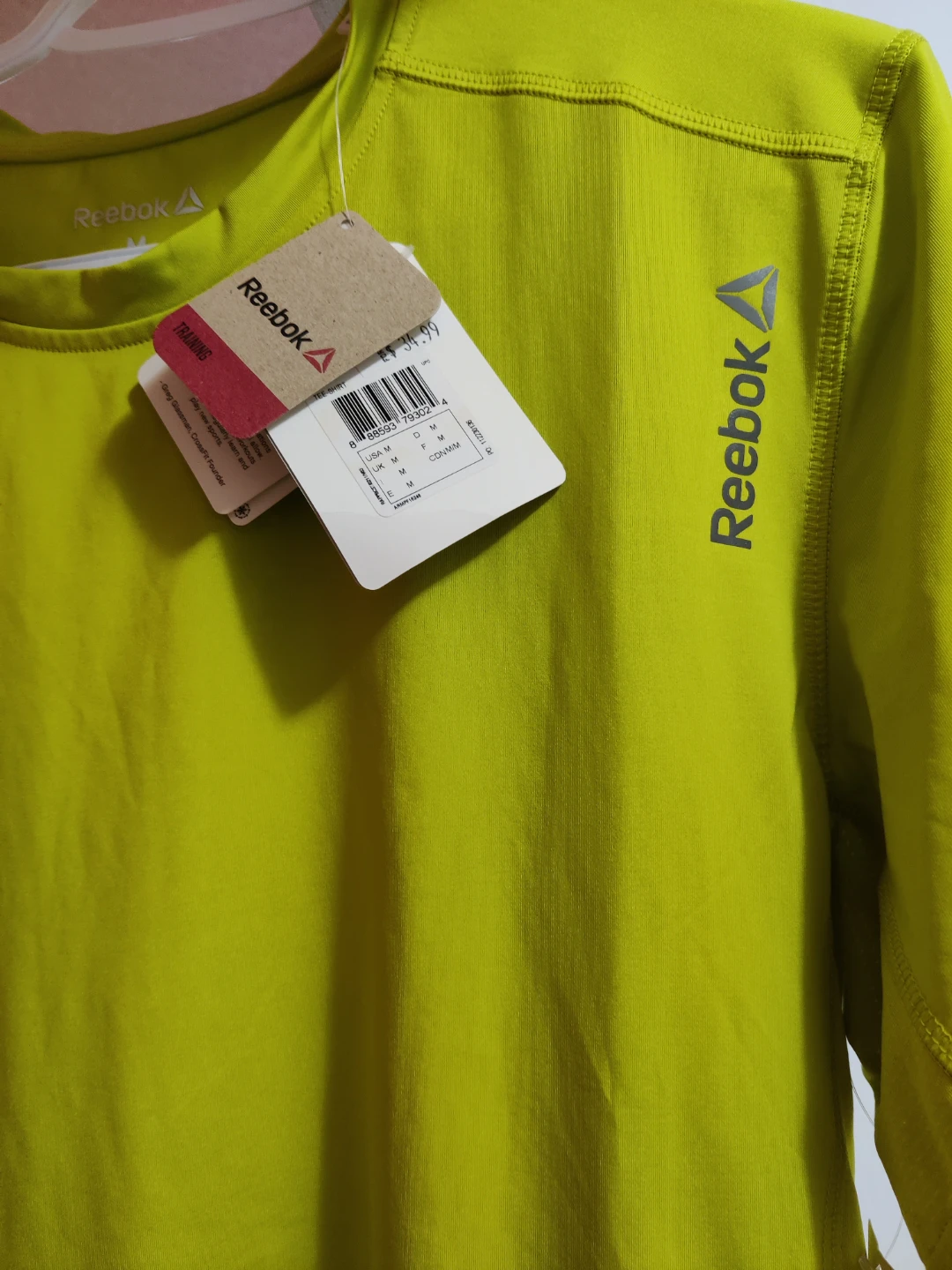 Reebok Men's Training T-Shirt - Lime Green - Size Medium - photo 2