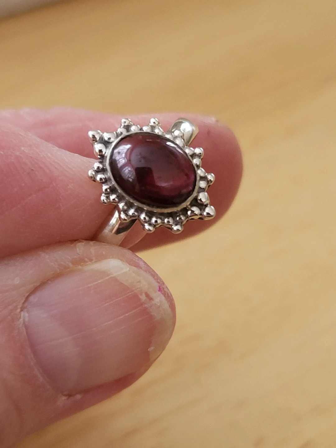 925 Sterling Silver Garnet Ring