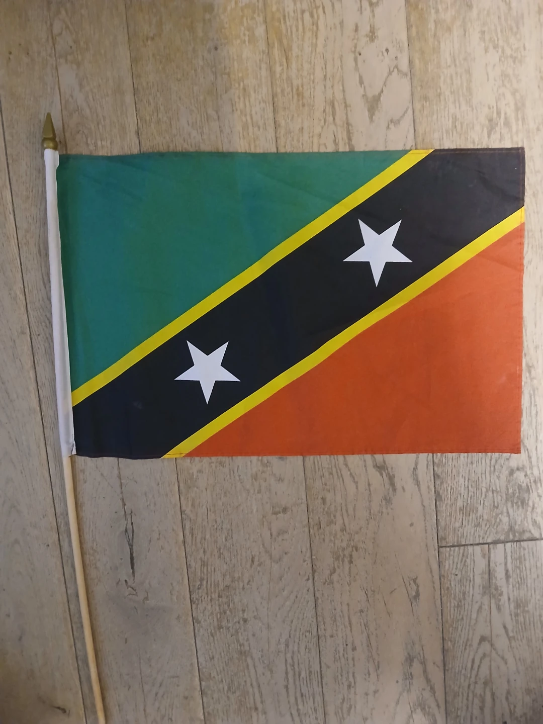 Saint Kitts and Nevis Flag with Wooden Pole - photo 2