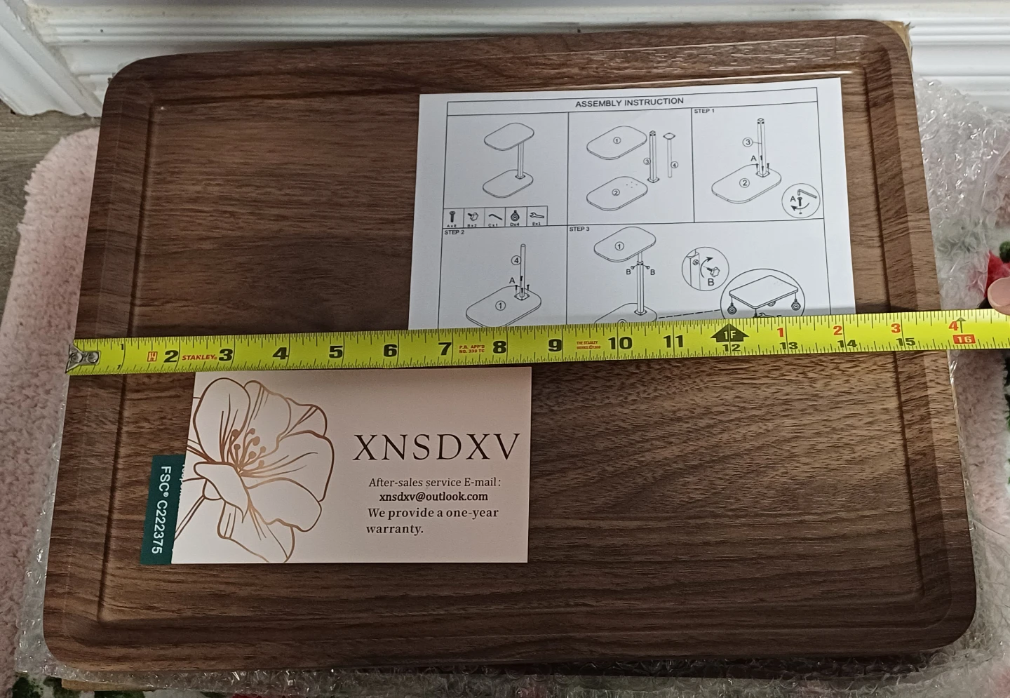 Adjustable Walnut C-Shaped End Table - photo 5