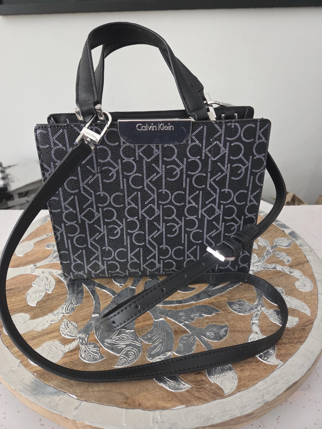Calvin Klein Black Signature Logo Crossbody Bag