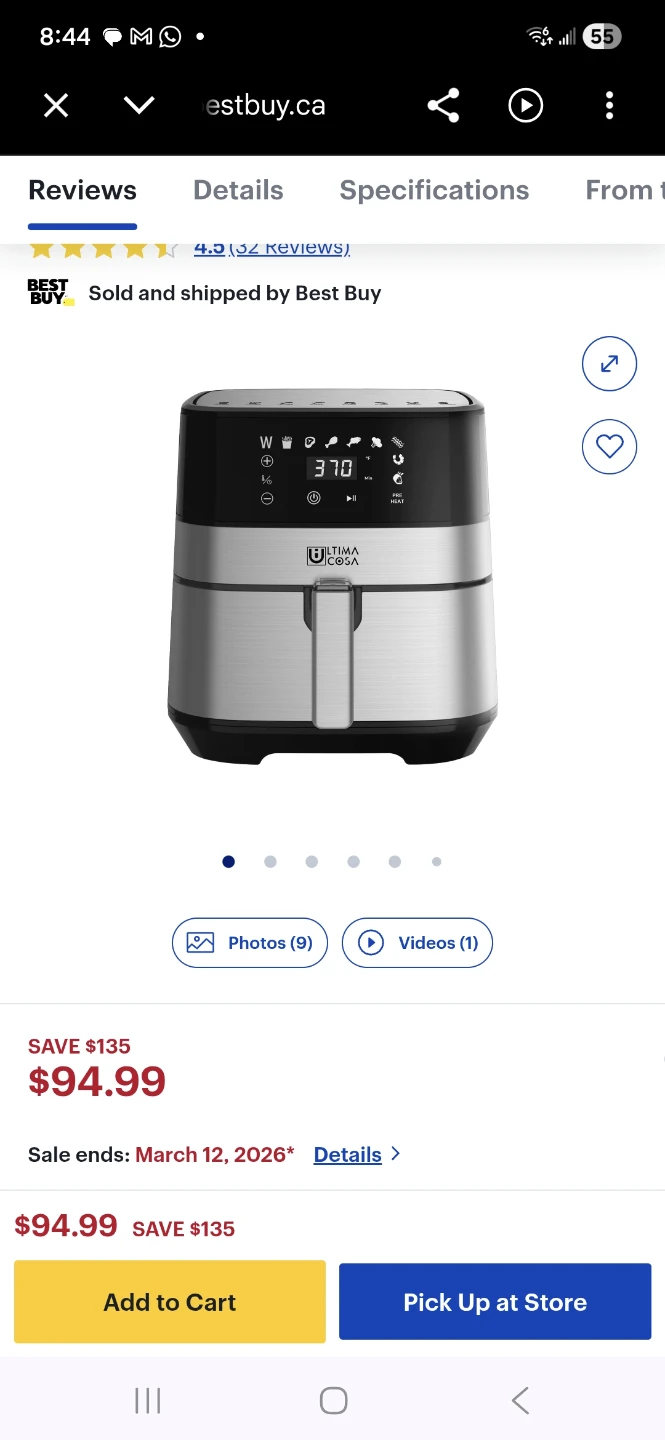 Ultima Cosa Presto Luxe Air Fryer 5L / 5.2QT - photo 2