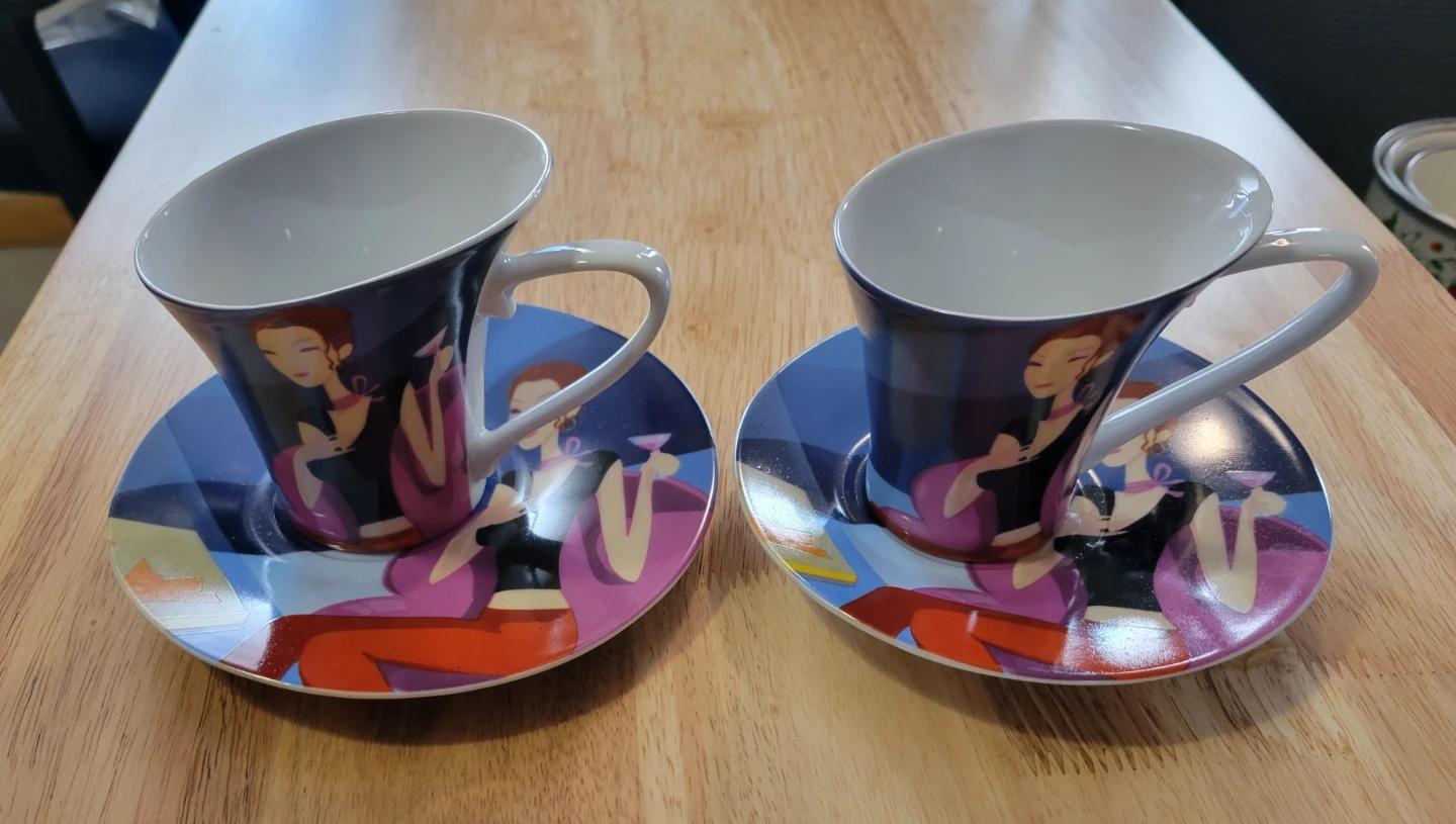 Contemporary Asymmetric Music Notes Espresso CUPS PLATES Set - photo 2