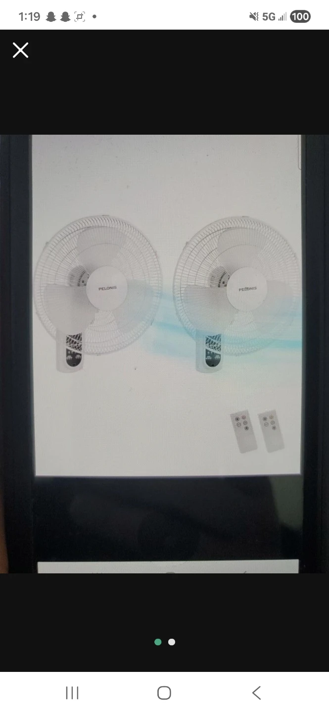 Pelonis Electric Oscillating Wall Mount Fans - 2 Pack - photo 2