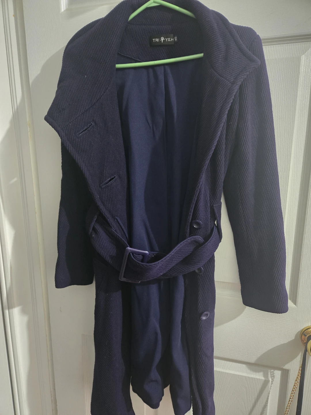 TRI YEH Navy Blue Trench Coat - Size XS