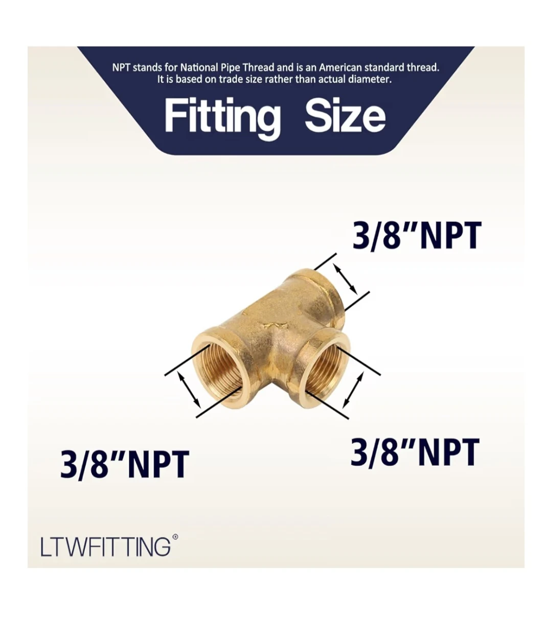 LTWFITTING Brass Pipe Fitting 3/8" Female(Pack of 5) - photo 2