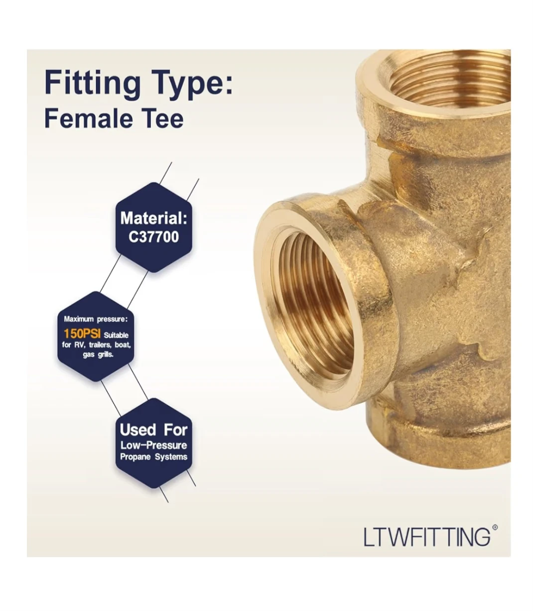 LTWFITTING Brass Pipe Fitting 3/8" Female(Pack of 5) - photo 3