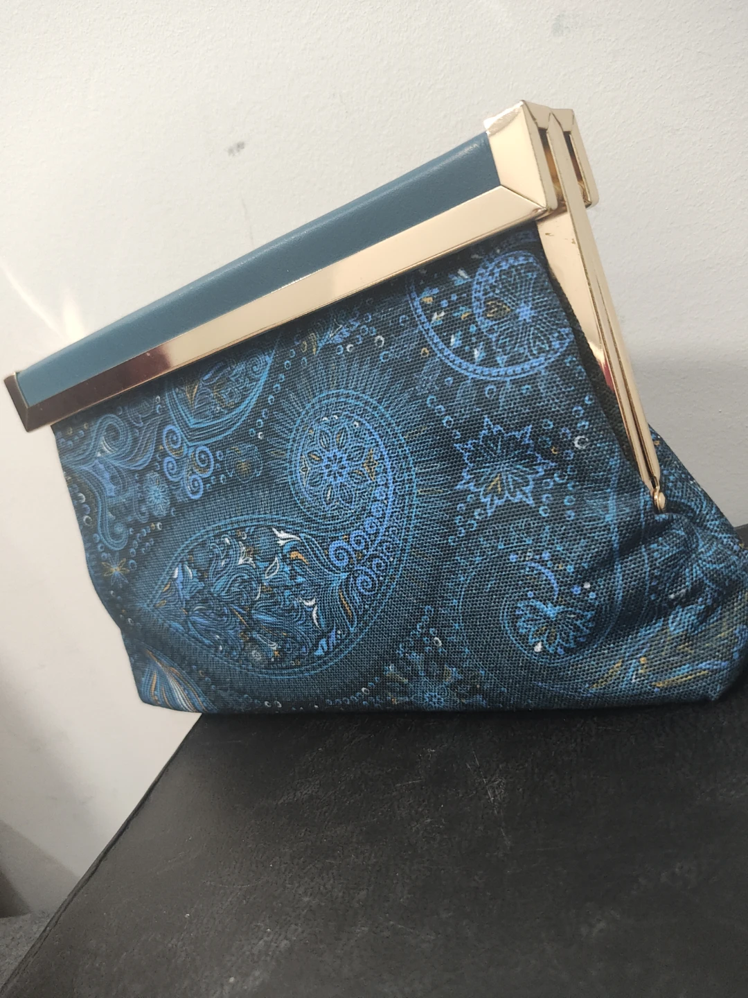 Blue Paisley Clutch Purse with Gold Clasp - photo 2