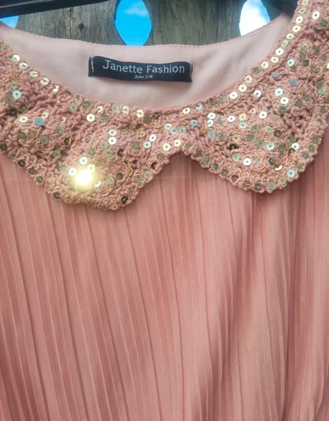 Janette Fashion Pink Pleated Dress with Sequin Collar - Size 3T - photo 2