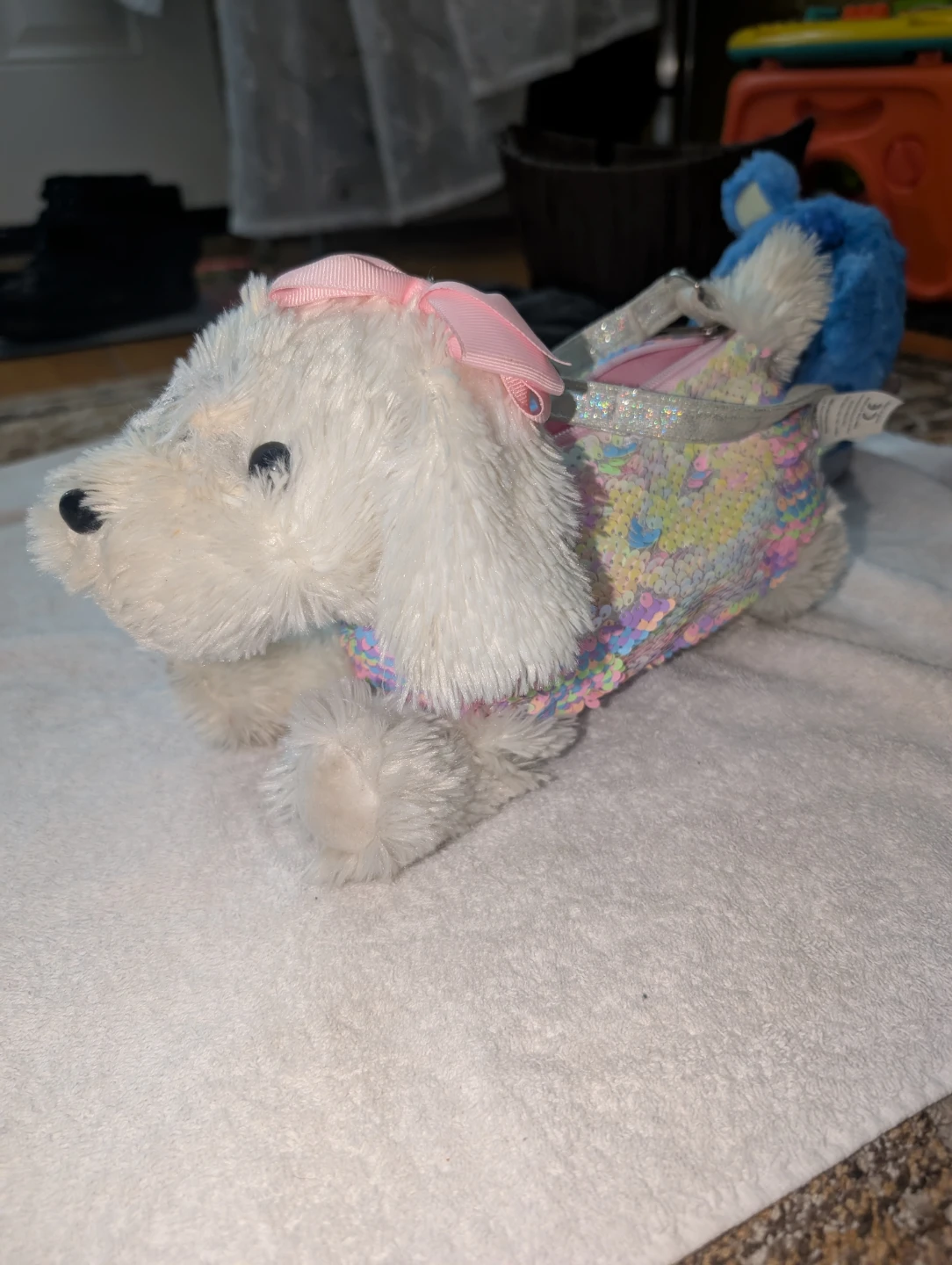 Plush Dog Sequin Pencil Case/purse