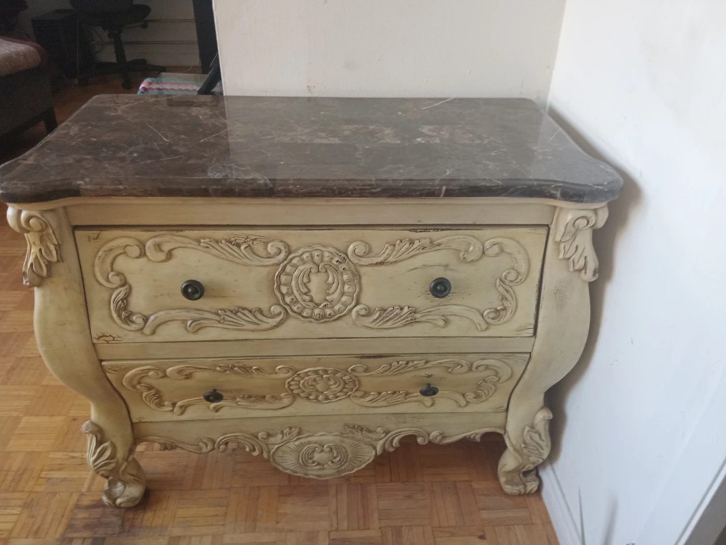 Ornate 2-Drawer Chest with Marble Top - photo 2
