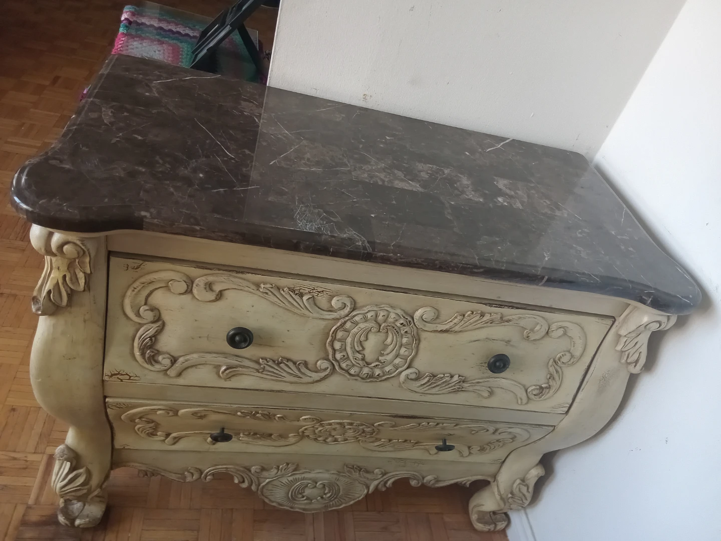Ornate 2-Drawer Chest with Marble Top - photo 3