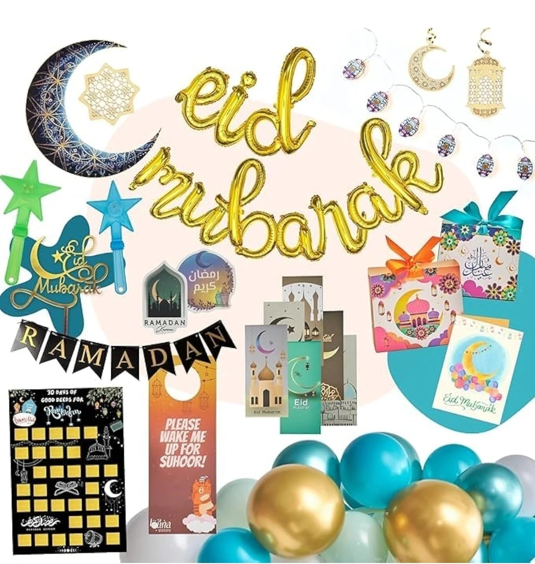 Ramadan & Eid Decoration Jumbo Set – Lights Balloons Kids