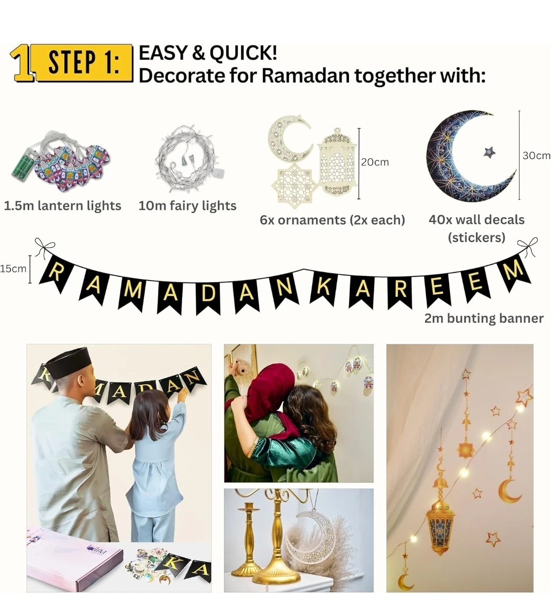 Ramadan & Eid Decoration Jumbo Set – Lights Balloons Kids - photo 5