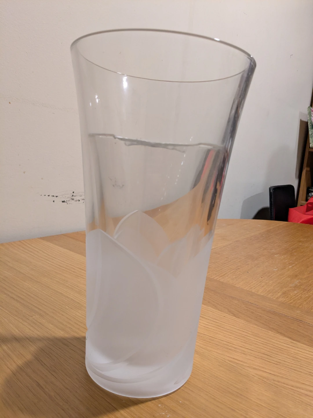 Glass Vase with Frosted Floral Design