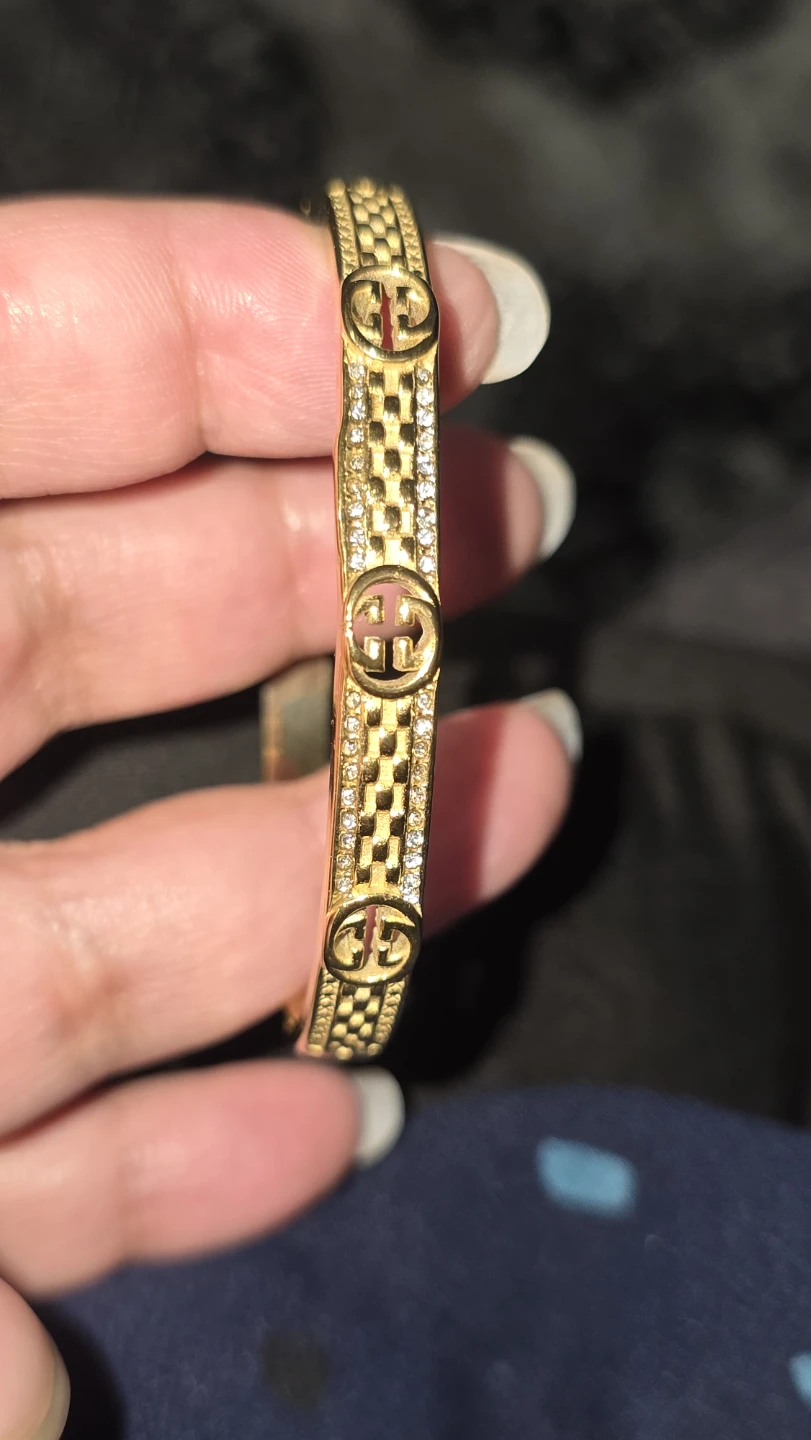 Gold-plated Bracelets with Rhinestones - photo 4