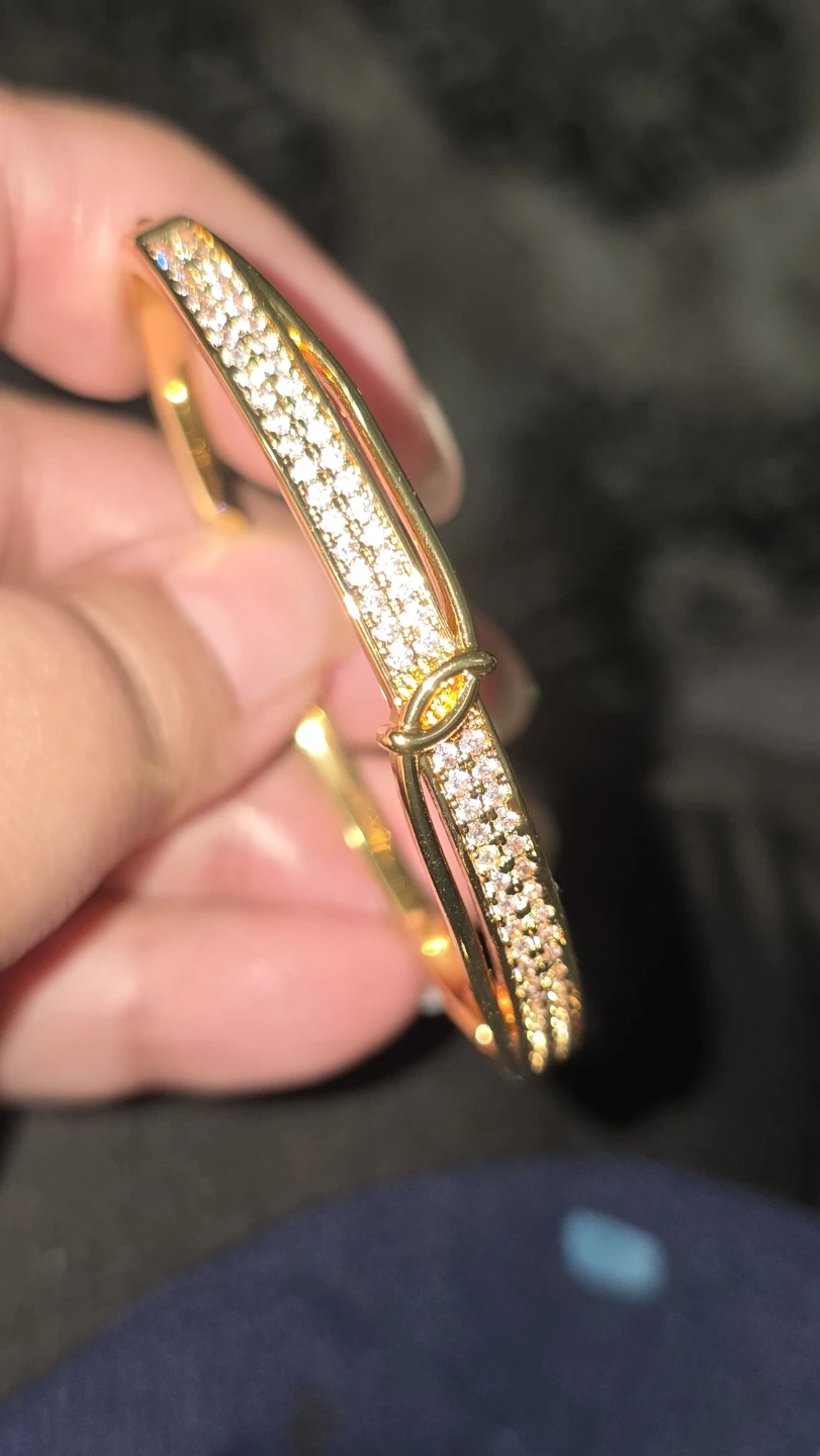 Gold-plated Bracelets with Rhinestones - photo 5