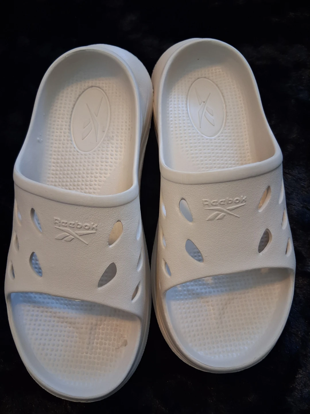 White Reebok Slides