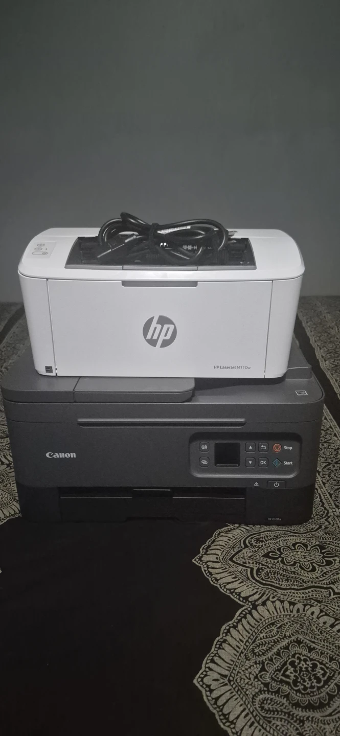 HP LaserJet M110w Printer and Canon TR7020a Printer