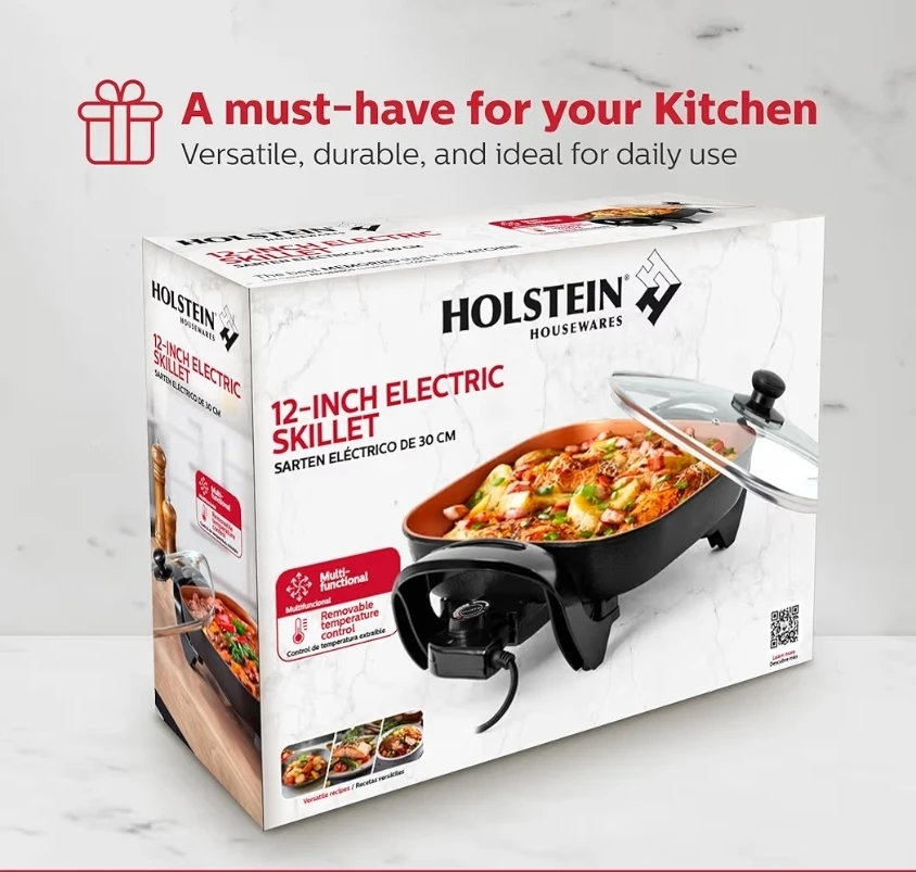 1400W Electric Skillet w/Adjustable Temp multi cooker $40 - photo 2
