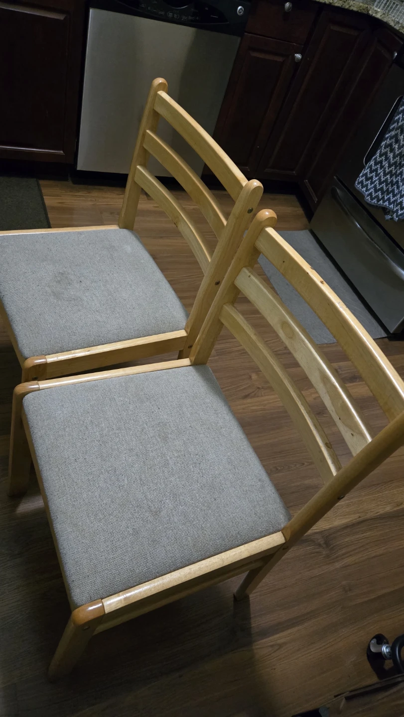 Set of 2 Wooden Dining Chairs with Padded Seats