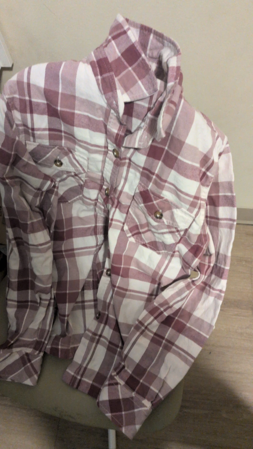 Plaid Flannel Shirt - White and Burgundy
