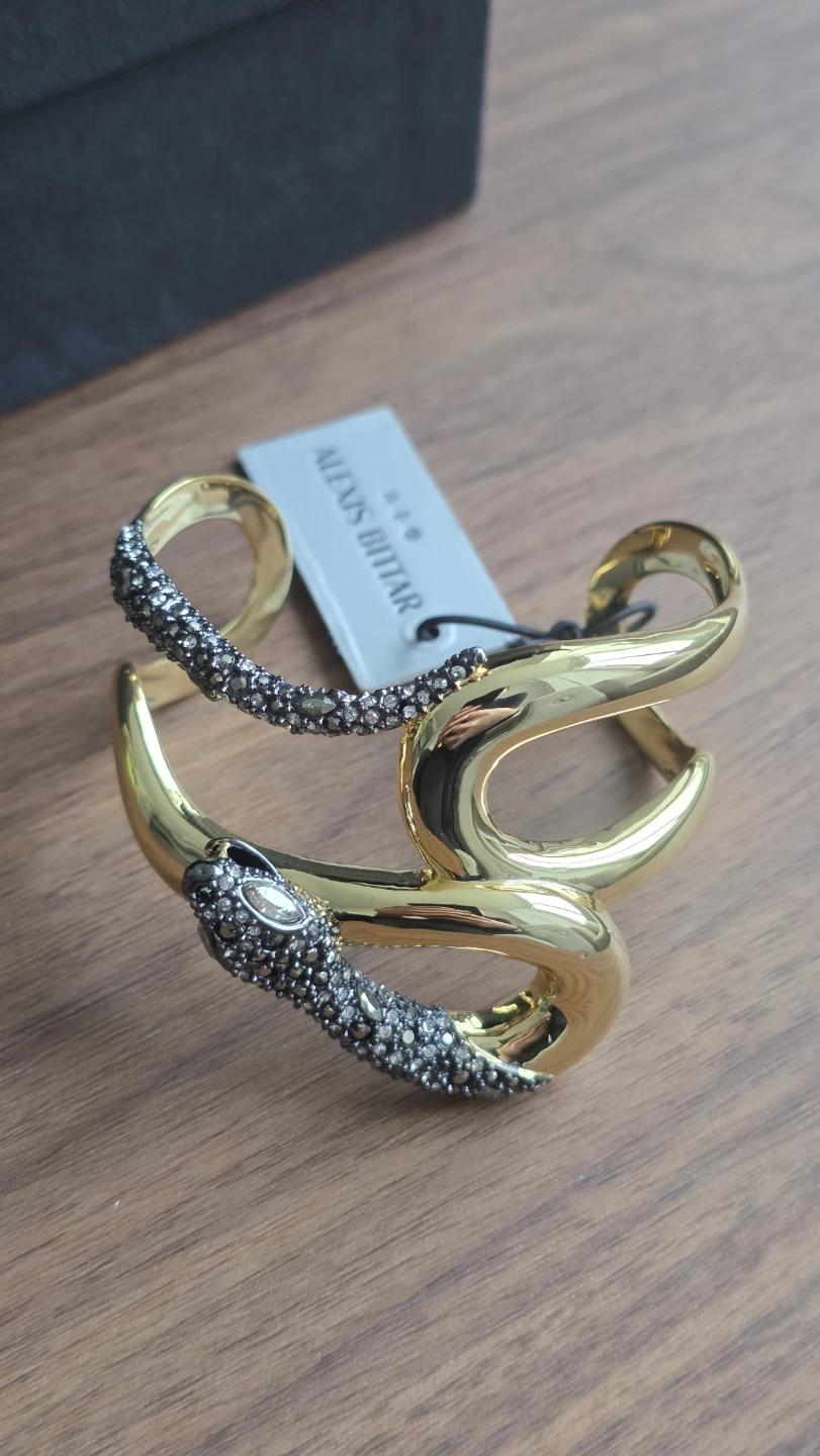 Alexis Bittar Gold Snake Bangle Bracelet with Crystals