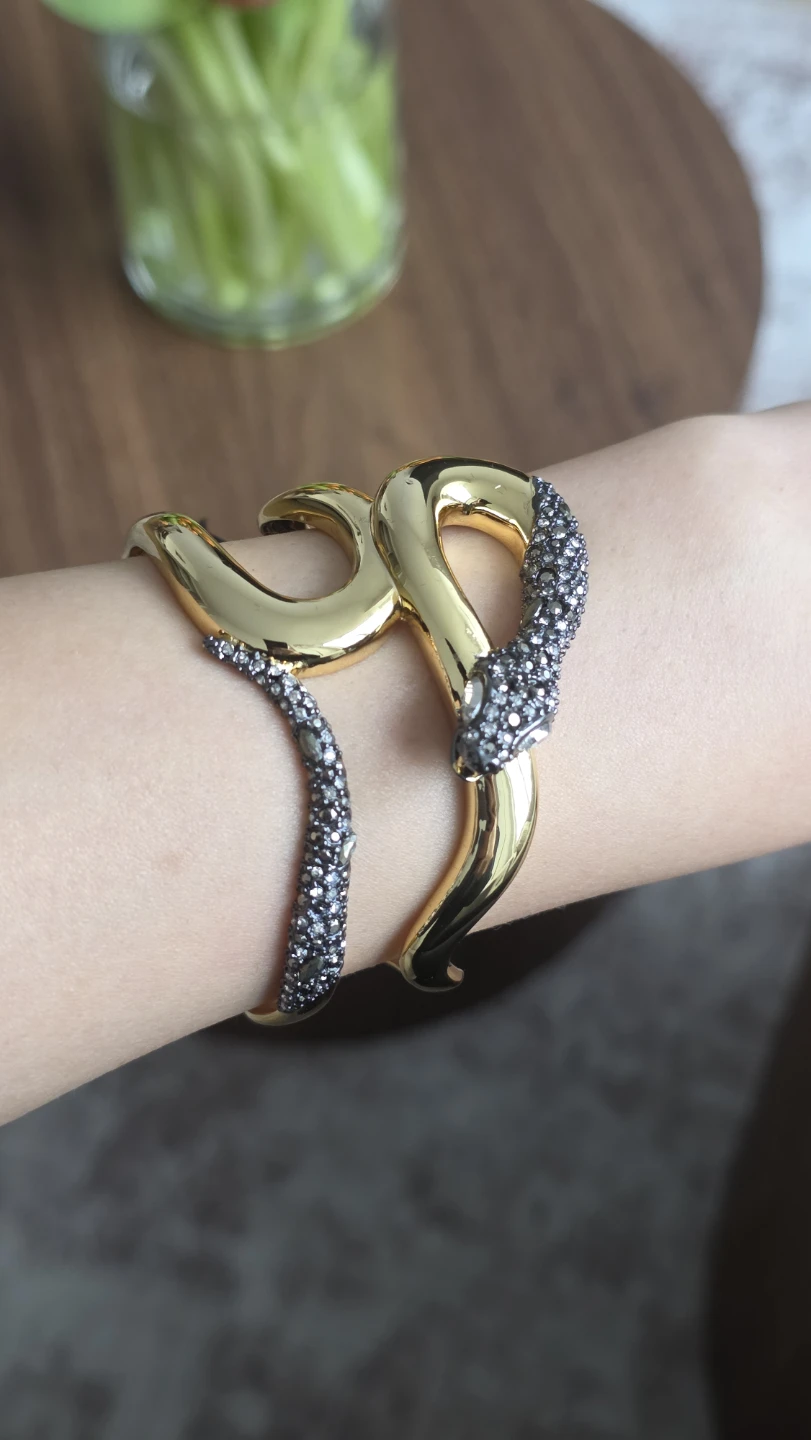 Alexis Bittar Gold Snake Bangle Bracelet with Crystals - photo 2
