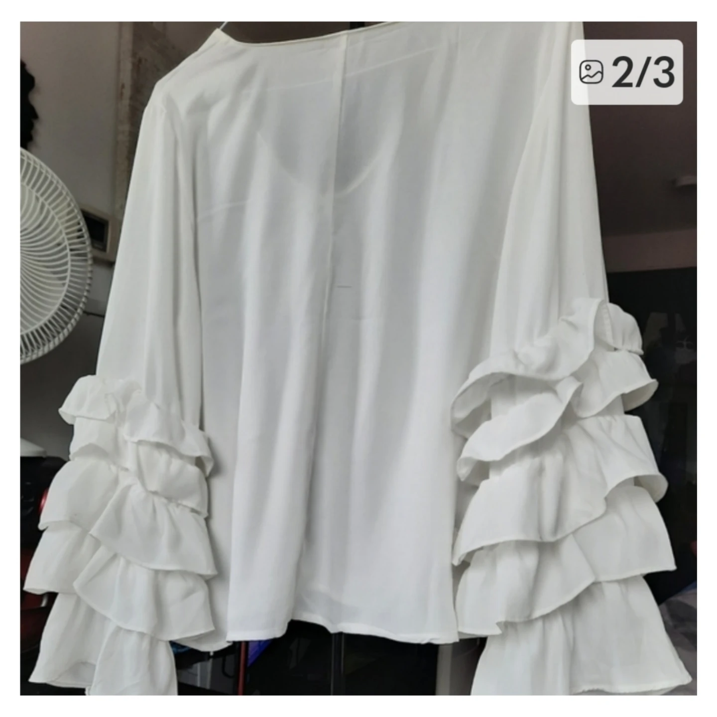 Women's White Ruffle Sleeve Blouse - photo 2