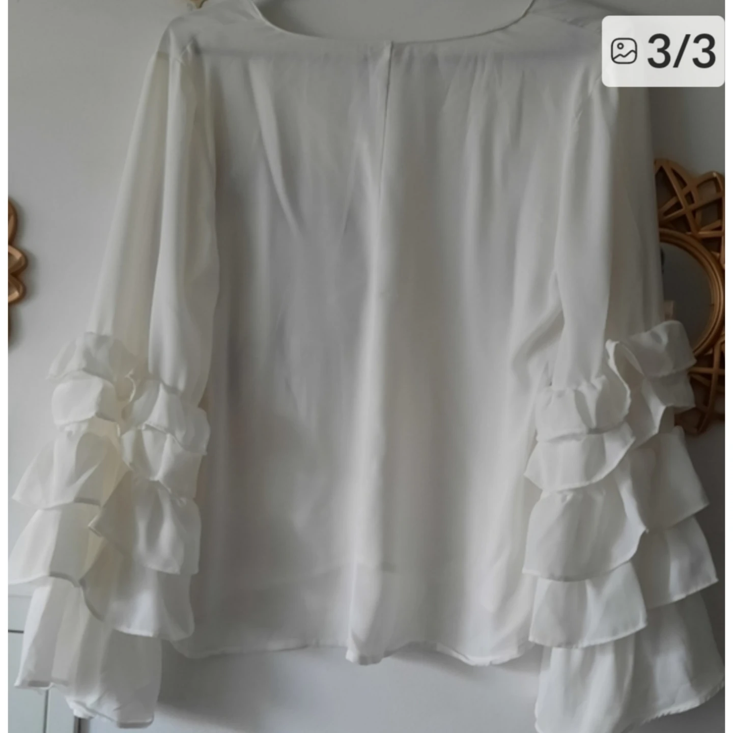 Women's White Ruffle Sleeve Blouse - photo 3