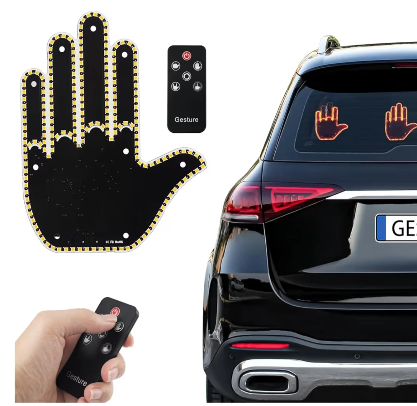🥕LED Gesture Hand Sign for Car with Remote
