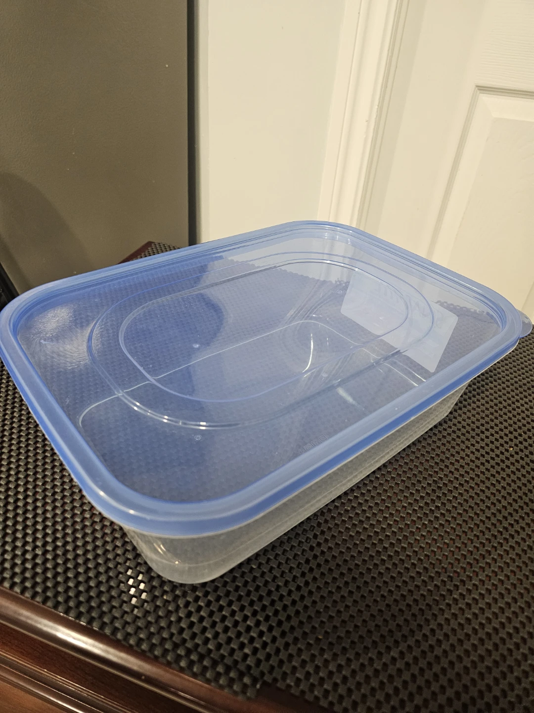 Plastic Food Storage Container with Blue Lid