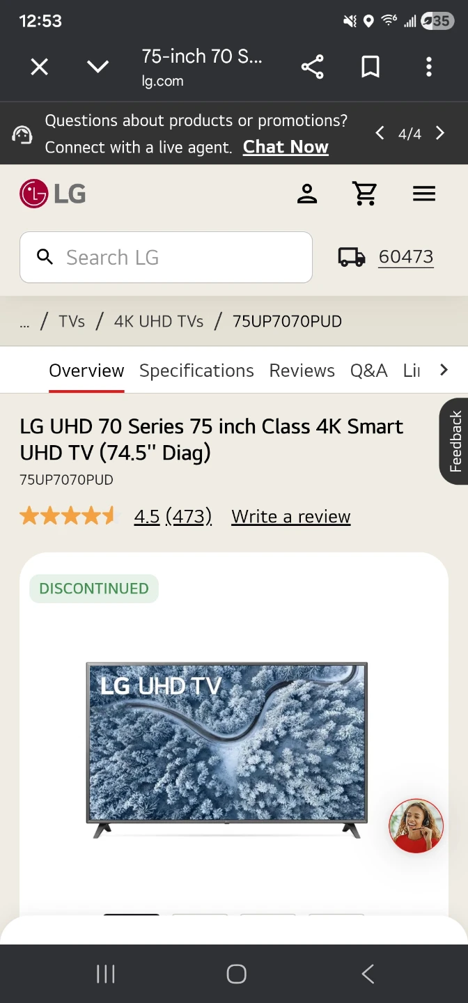 LG 75UP7070PU D 75-inch 4K Smart UHD TV - photo 4