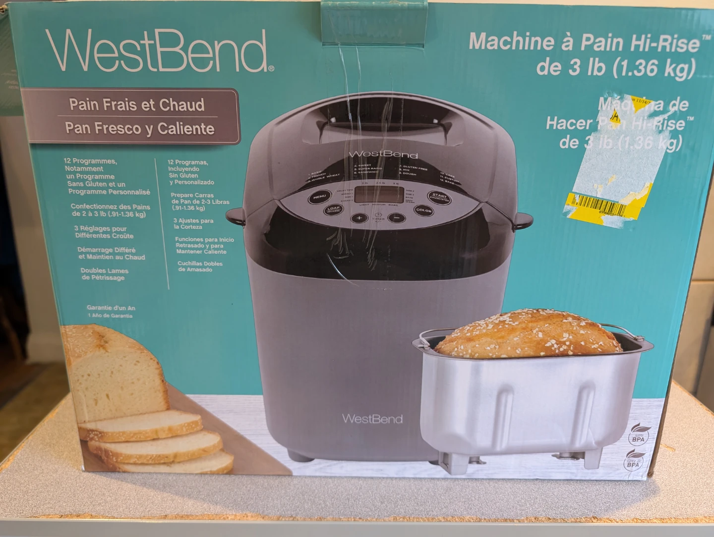 West Bend 3 lb Hi-Rise Breadmaker