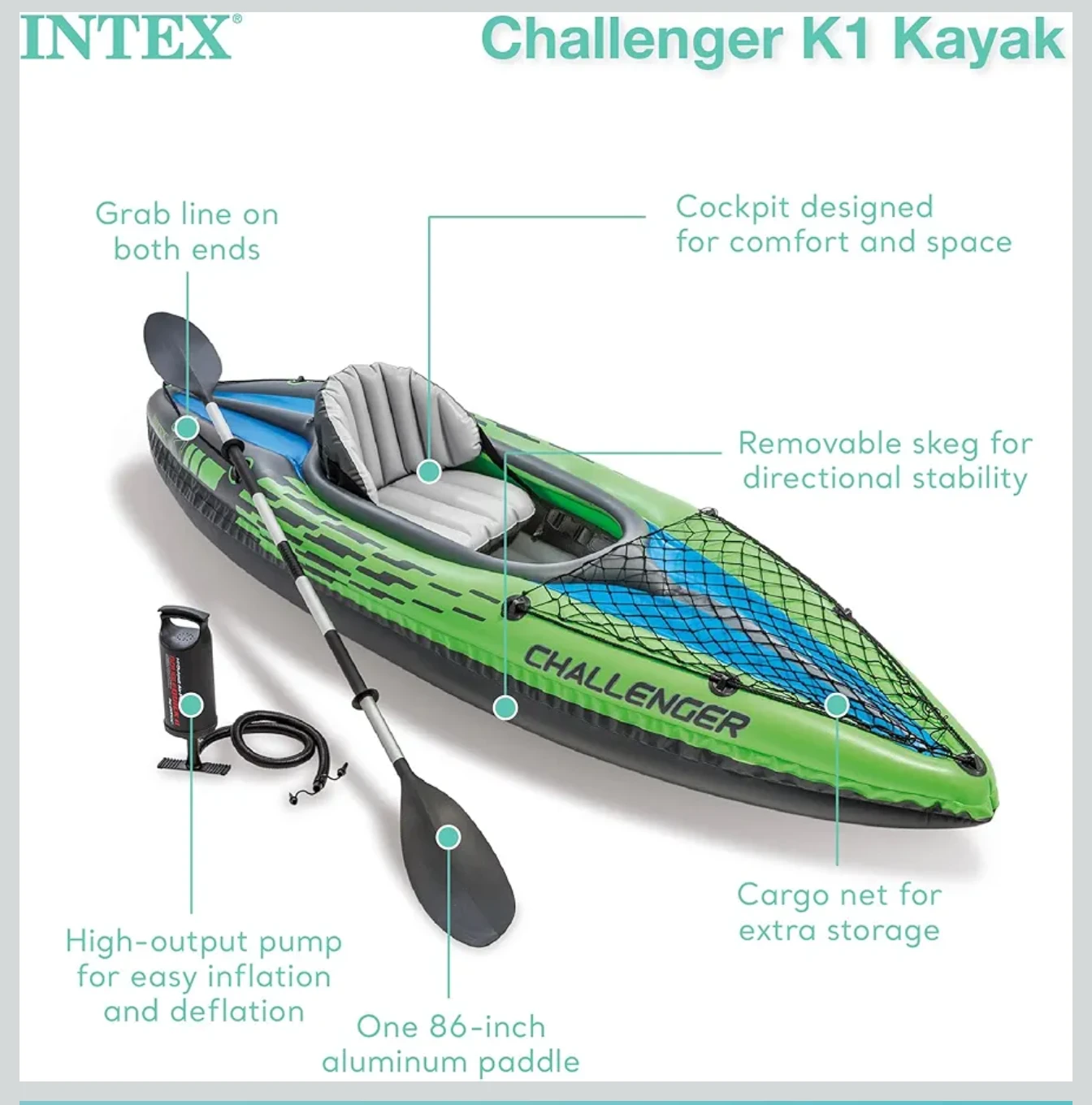 Intex Challenger K1 Kayak with Paddle and Pump - photo 3