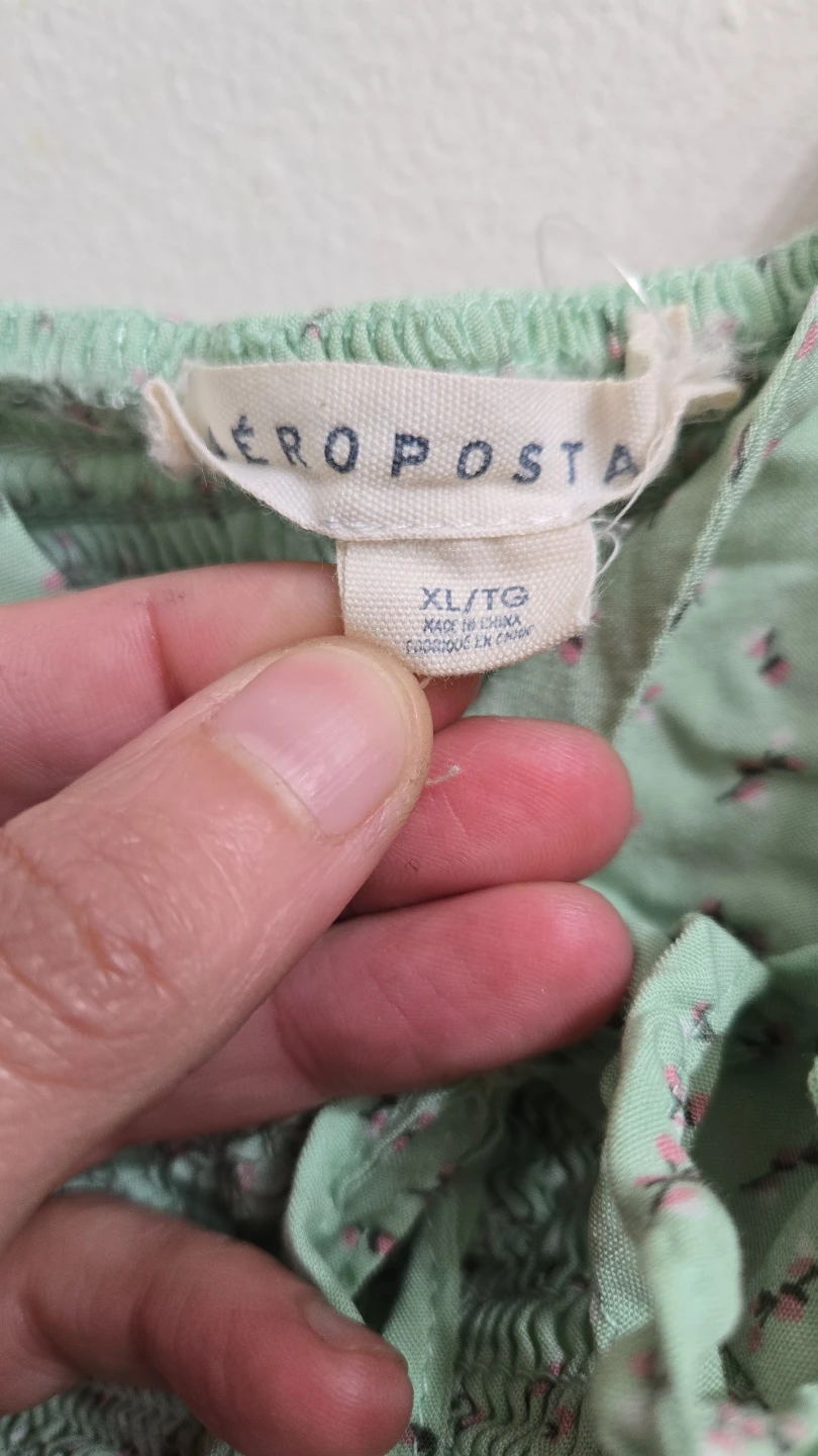 Aeropostale Green Floral Smocked Crop Top XL - photo 3