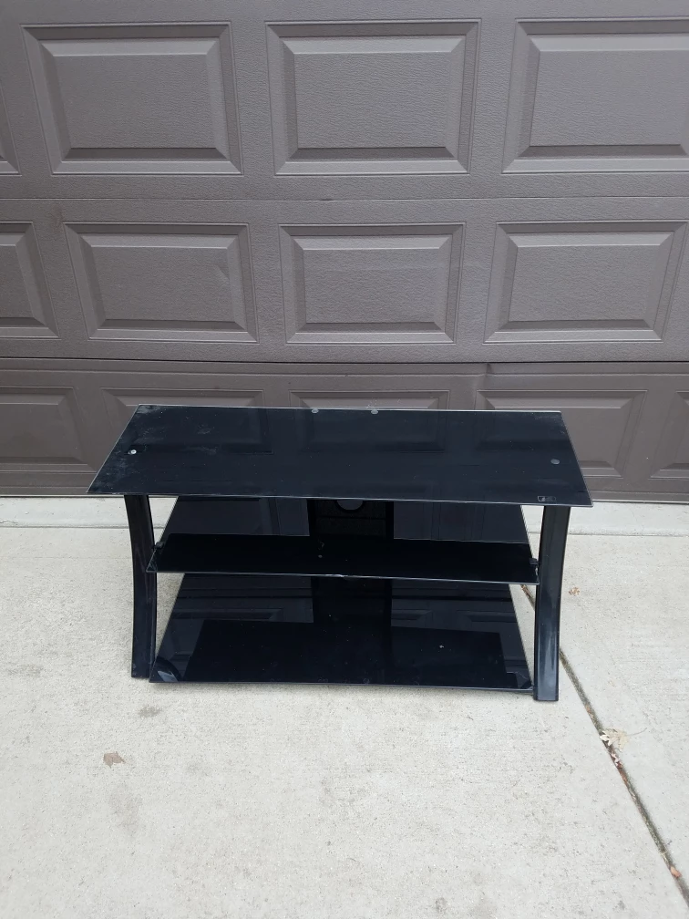Black 3-Tier Glass Media Stand