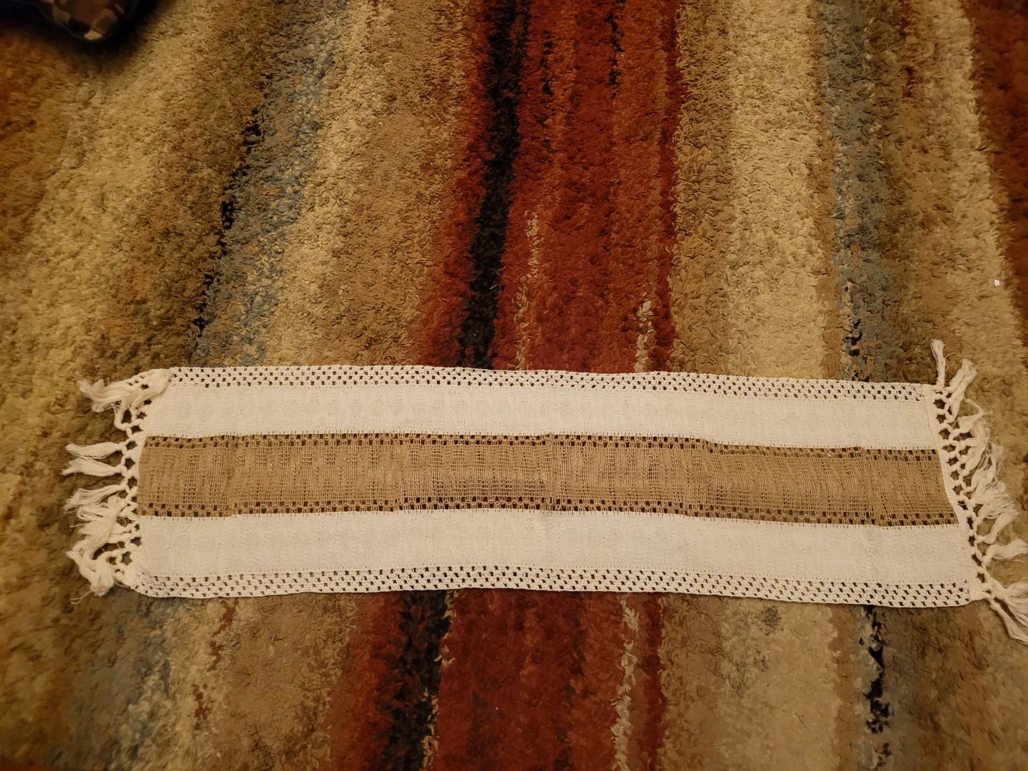 BRAND NEW - Woven Table Runner with Fringe