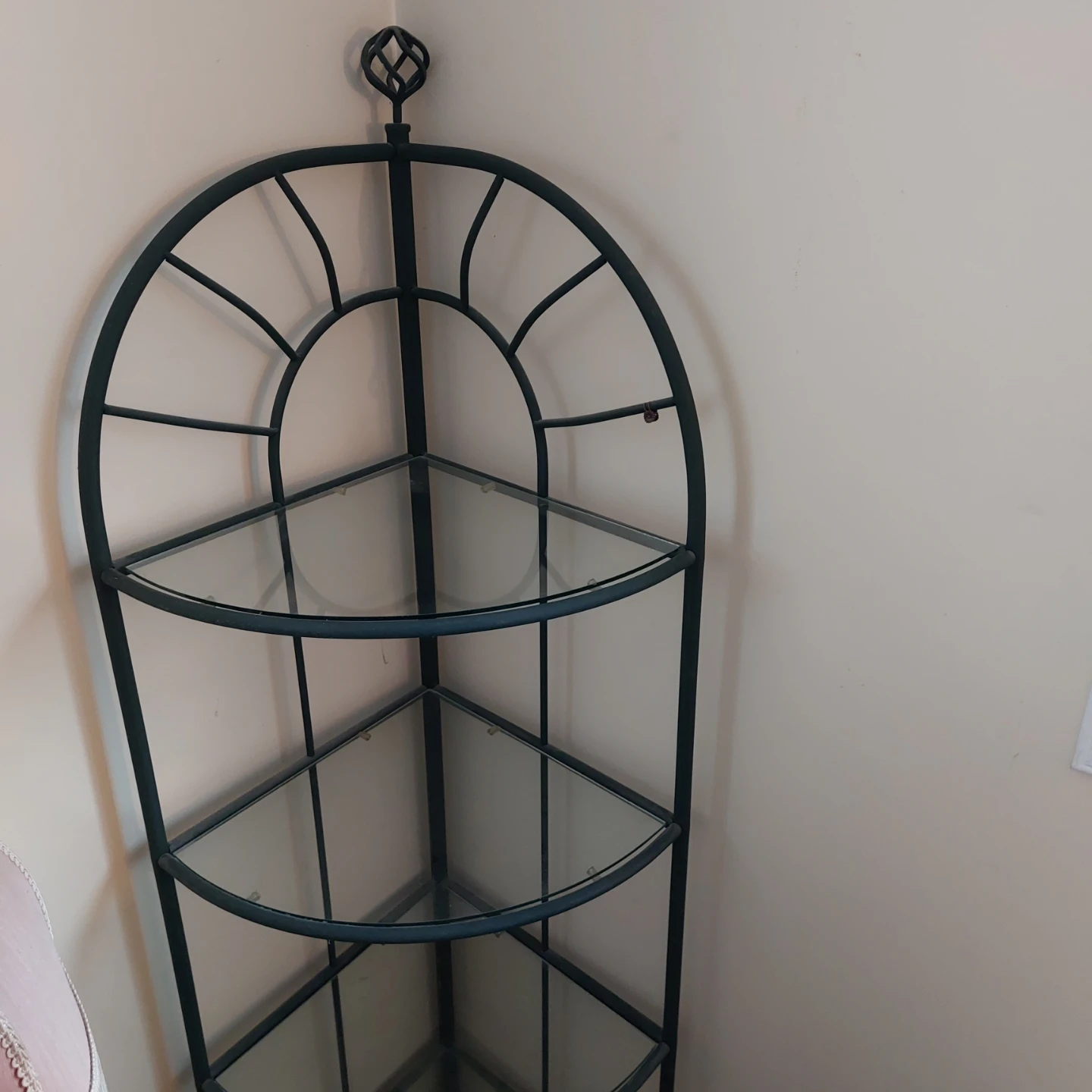 Dark Green Metal Corner Shelf with Glass - photo 2