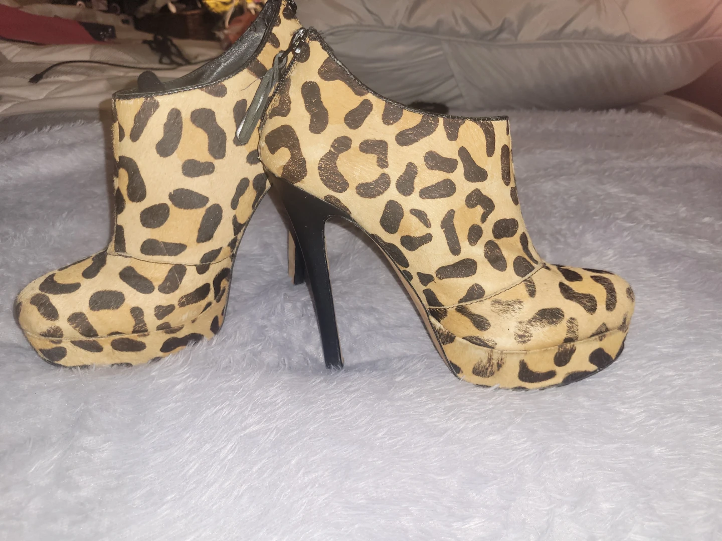 House of Harlem Leopard Print Platform High Heel Ankle Boots