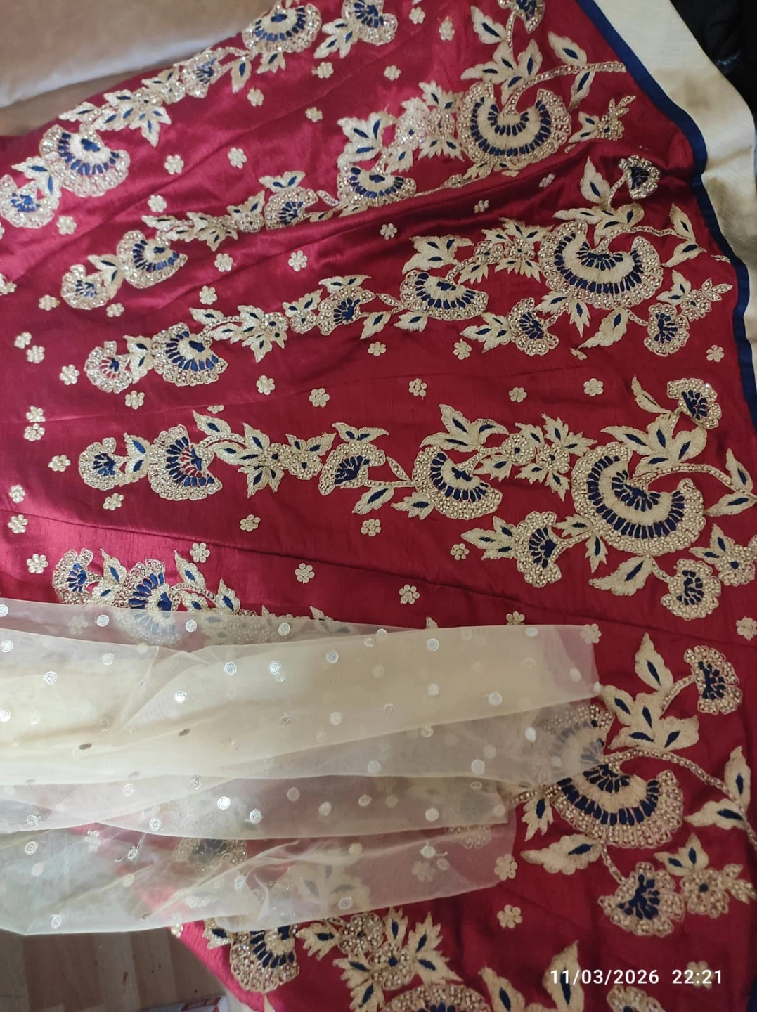 Embroidered Red Lehenga Choli with Dupatta - photo 4