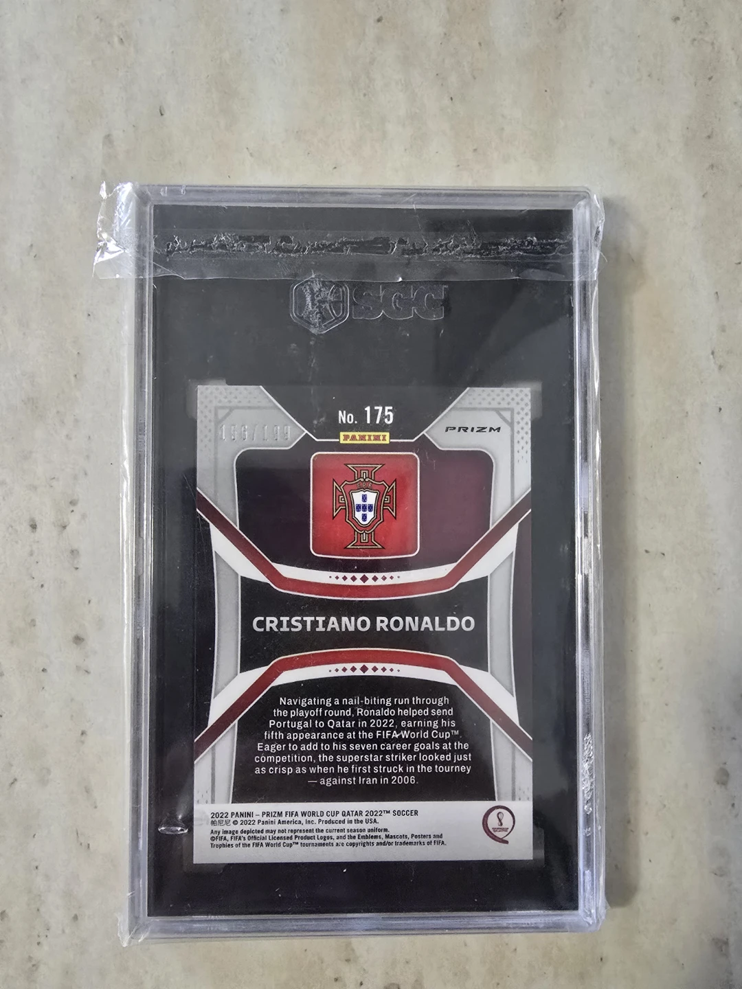 2022 Panini Prizm World Cup Cristiano Ronaldo #175 Blue Wave - photo 3