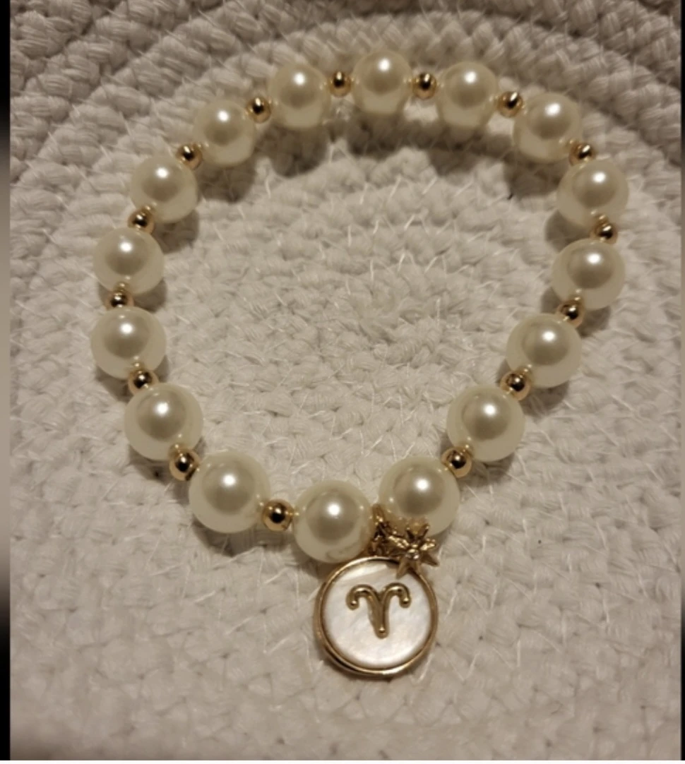 Pretty Pearly Zodiac Pearl Stretch Bracelet- Aries