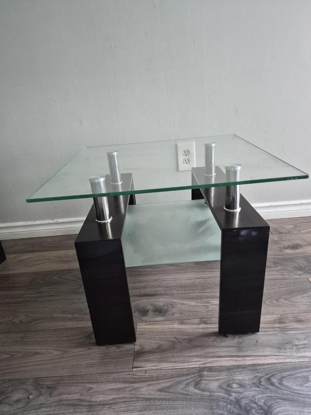 Glass and Dark Wood Coffee Table - photo 2
