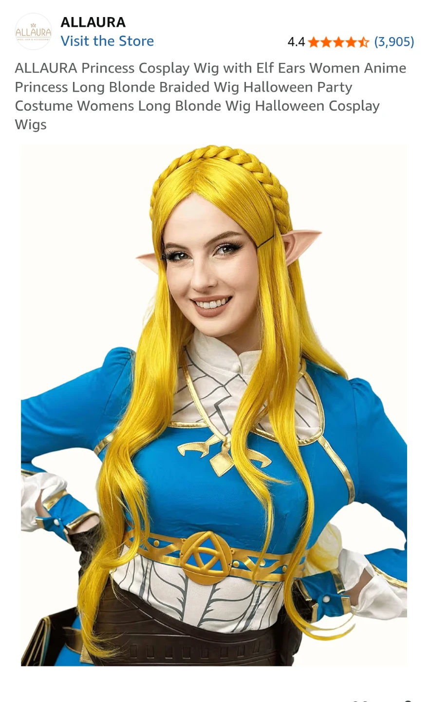 ALLAURA Elf Princess Cosplay Wig with Ears