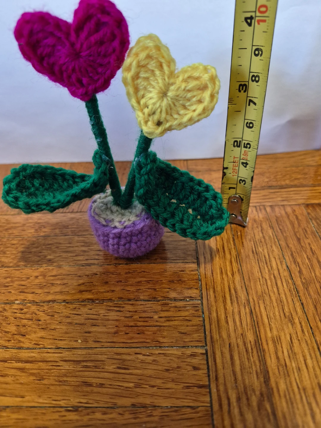 Crocheted Heart Flowers in Pot - photo 2