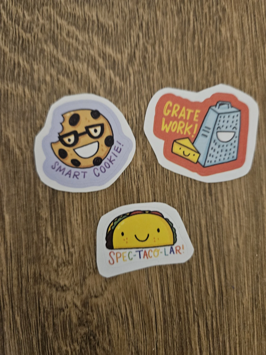 Funny Pun Stickers (Smart Cookie, Grate Work, Spec-Taco-Lar)